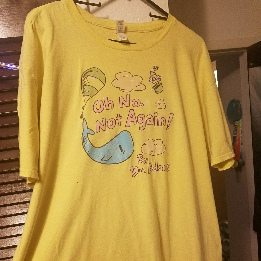 Yellow Dr. Suess/Douglas Adams shirt 2X